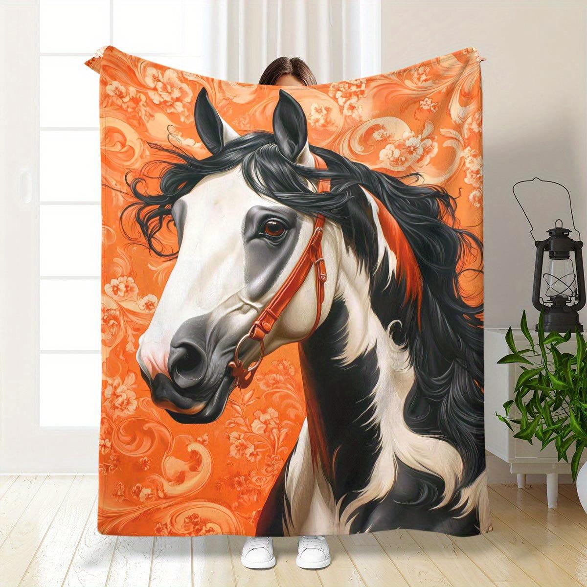 Interior Design Warm - Cavalo pintado com padrão laranja cobertor