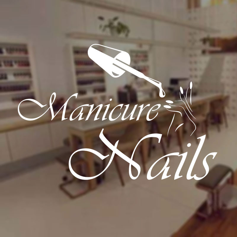 Interior Design Nail Salon - Decalque de parede manicure vinil janela
