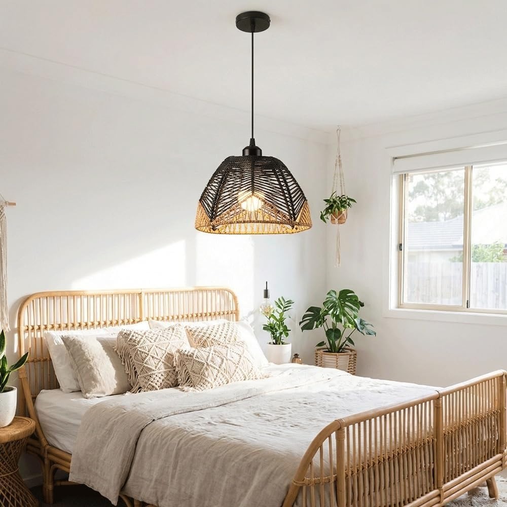 Lustre vintage de vime JOYINLE - Wicker Pendant Shade avaliação e preço