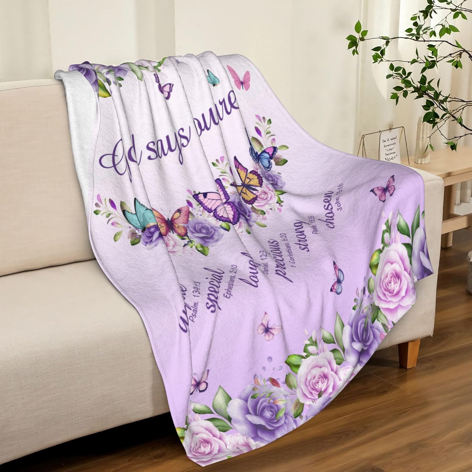 Roxo rosas borboletas fé citaç - Interior Design Warm avaliação e preço