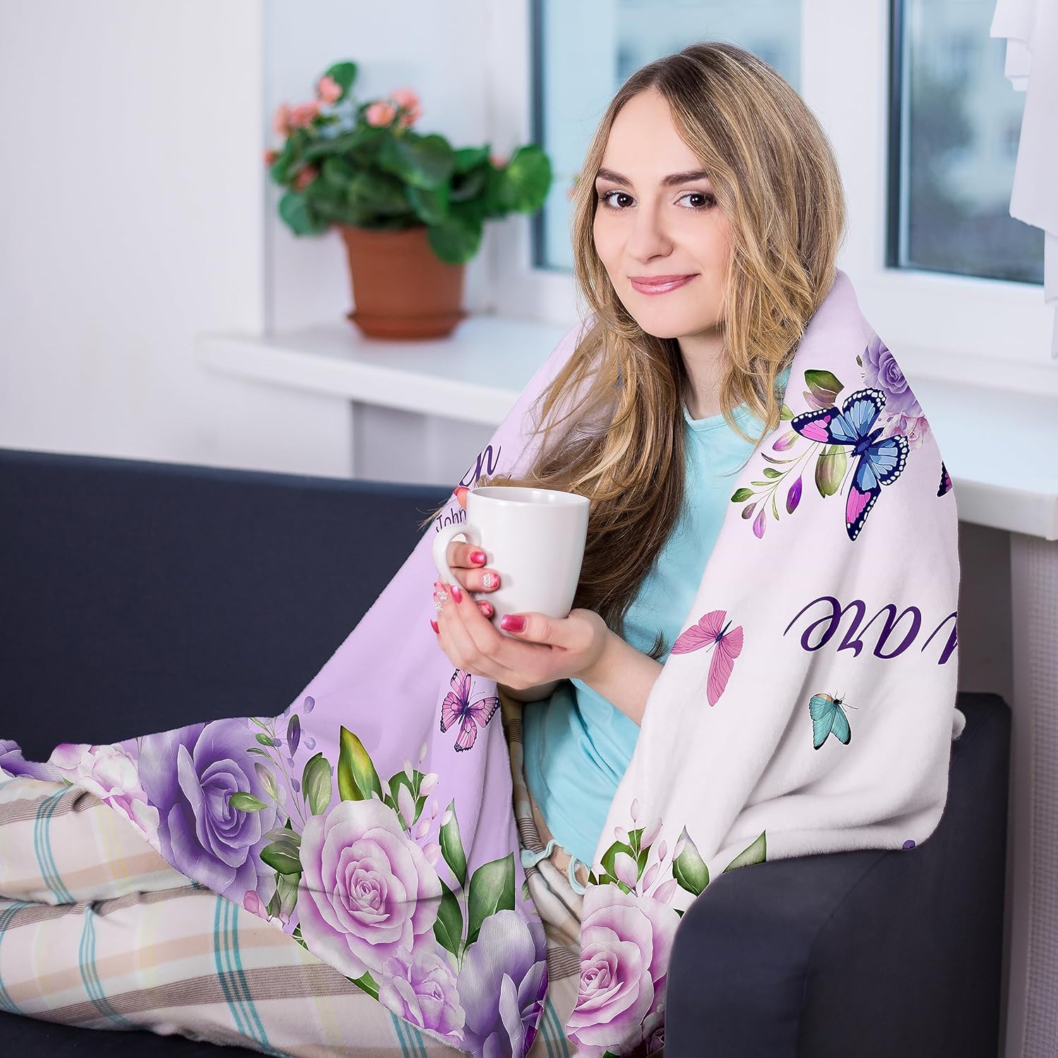 Roxo rosas borboletas fé citaç - Interior Design Warm avaliação e preço