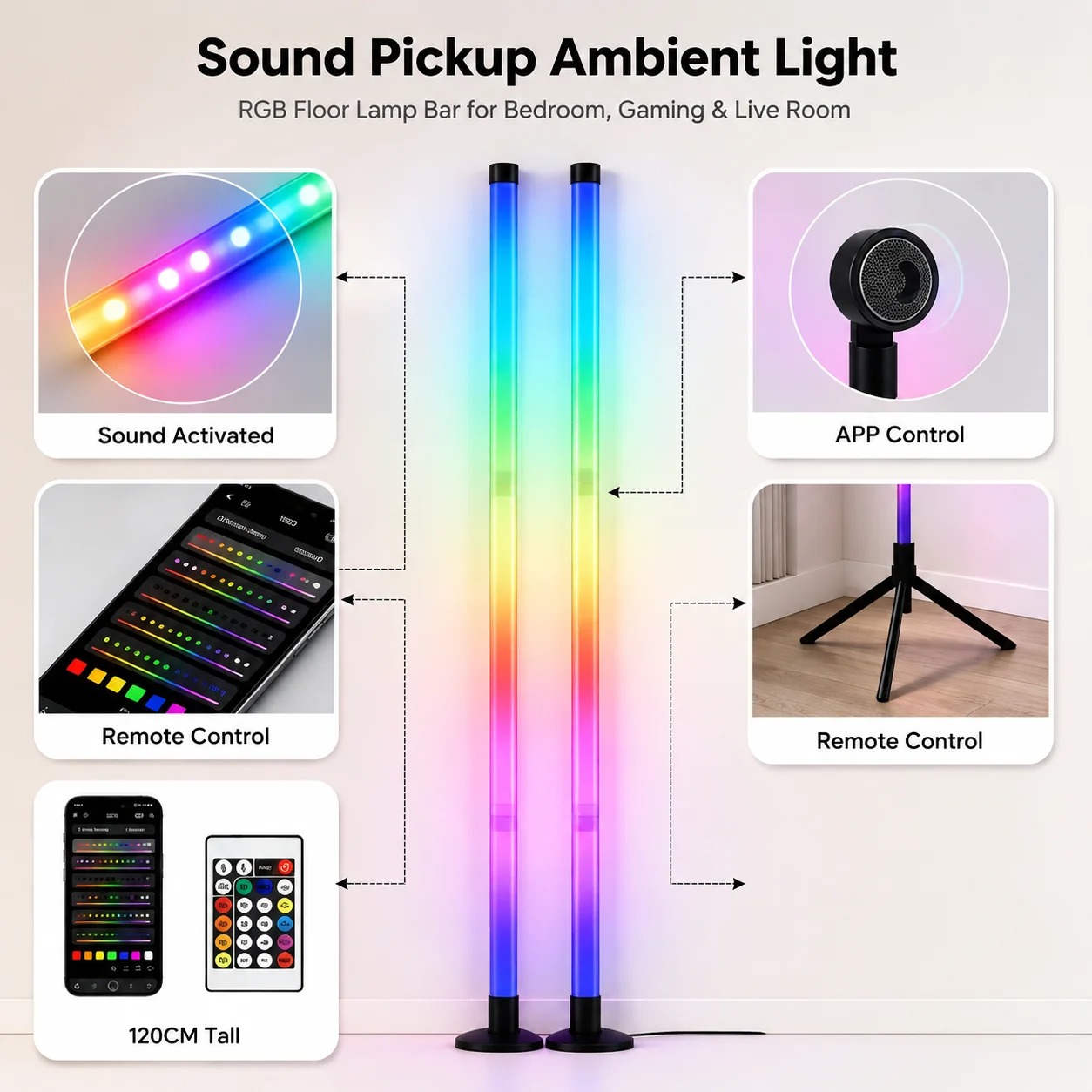 2PCS Luminária de Chão RGB de  - Interior Design Room avaliação e preço