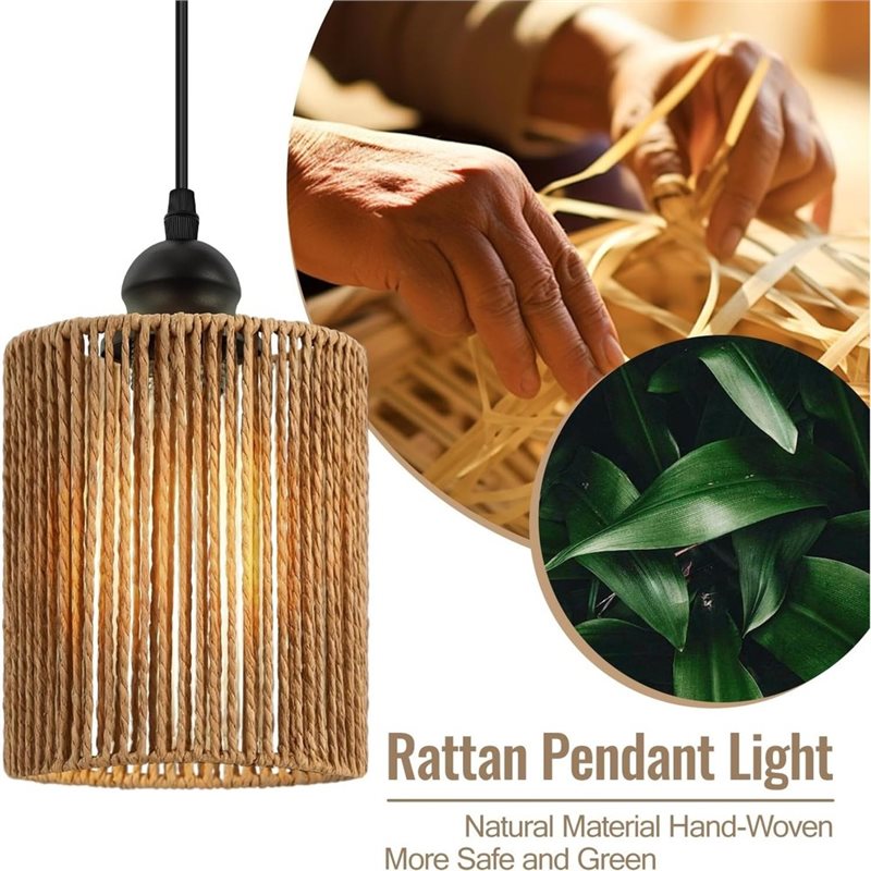 T19C Pacote com 2 abajures de  - Wicker Pendant Shade avaliação e preço